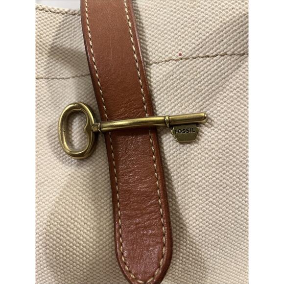 Fossil Austin Fab Shopper Tote Citrus Yellow Tan Coated Canvas Book Beach Bag - Picture 2 of 14